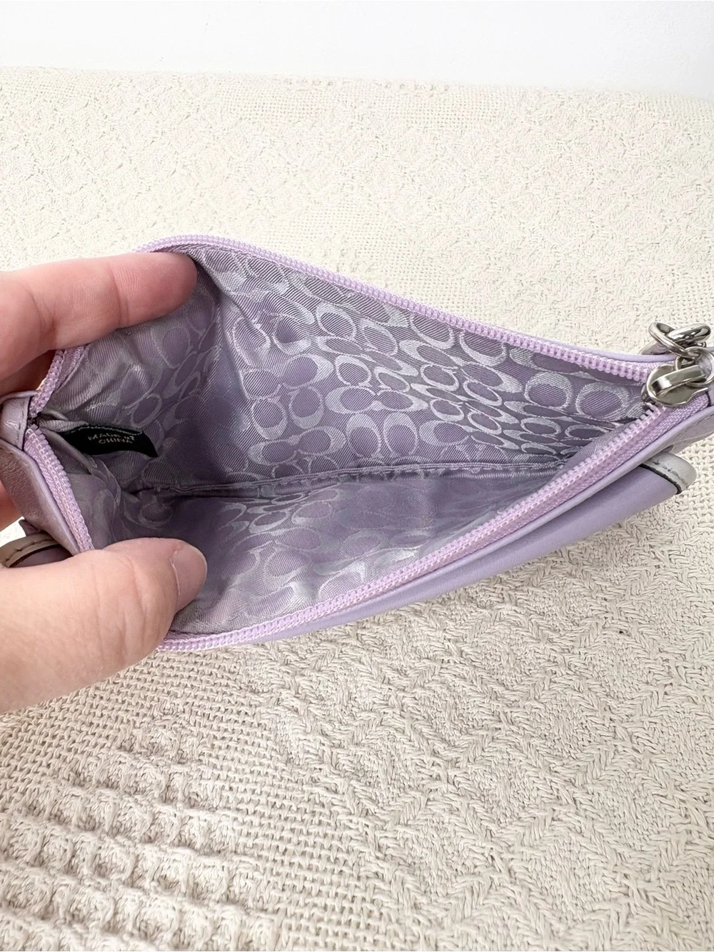 Y2K Vintage Coach Hamptons Large Skinny Wristlet 7734 Lilac Leather Two Tone